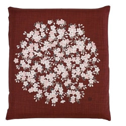 座布団カバー 日本製 綿100％ 「花丸」 銘仙判  55×59cm レッド Z603-13
