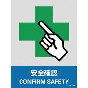 029117 [緑十字 ステッカー標識 安全確認 160×120mm 5枚組 中災防タイプ]