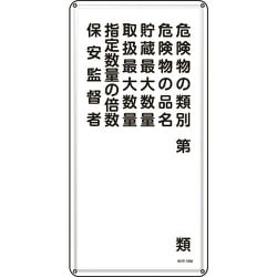 053116 [緑十字 消防・危険物標識 危険物の類別・保安監督者 600×300mm スチール]