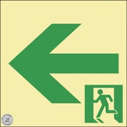 068022 [緑十字 中輝度蓄光避難誘導ステッカー標識 ←非常口 120×120 消防認定品]