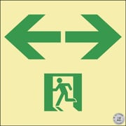 068023 [緑十字 中輝度蓄光避難誘導ステッカー標識 ←非常口→ 120×120 消防認定品]