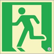 068031 [緑十字 中輝度蓄光避難誘導ステッカー標識 非常口 120×120mm 消防認定品]