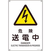 393206 [緑十字 JIS規格安全標識 危険・送電中 300×225mm エンビ]