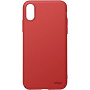 EL_I9SCSPCF1_RD [iPhone XS/X用 ケース 薄型 ストラップホール付き シンプルデザイン ポリカーボネイト スリムハードカバー 側面 フルカバー タイプ SLIMFIT/Red for iPhone XS]