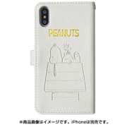 0786 [iPhone XS/X用 金箔押し手帳型ケース スヌーピー白]