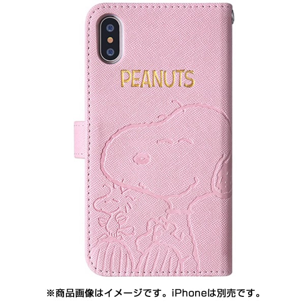 0787 Iphone Xs X用 金箔押し手帳型ケース スヌーピー紫