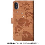 793 [iPhone XS用 ストーン手帳型 チップ＆デール木目]