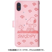 795 [iPhone XS/X用 ストーン手帳型 スヌーピー桃]