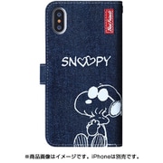 796 [iPhone XS用 ストーン手帳型 スヌーピーデニム]