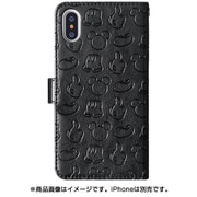 798 [iPhone XS用 パターンエンボス手帳型ケース ミッキー黒]