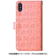 799 [iPhone XS/X用 パターンエンボス手帳型ケース ミニー桃]