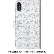 802 [iPhone XS/X用 パターンエンボス手帳型ケース スヌーピー白]