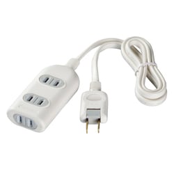 2ピン式電源タップ 3個口 シャッター付 2m ホワイト BCTAPSH2320WH