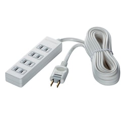 2ピン式電源タップ 4個口 雷サージ防止 3m ホワイト BCTAPSG2430WH