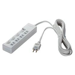 2ピン式電源タップ 4個口 個別スイッチ 1m ホワイト BCTAPSW2410WH