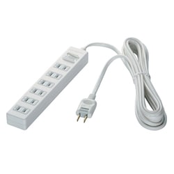2ピン式電源タップ 6個口 集中スイッチ 2m ホワイト BCTAPPS2620WH
