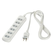 2ピン式電源タップ 6個口 シャッター付 1m ホワイト BCTAPSH2610WH