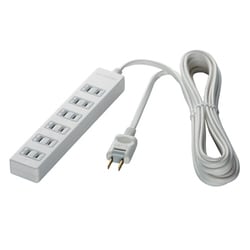 2ピン式電源タップ 6個口 雷サージ防止 2m ホワイト BCTAPSG2620WH