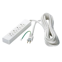 3ピン式電源タップ 4個口 2m ホワイト BCTAPST3420WH