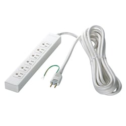 3ピン式電源タップ 6個口 2m ホワイト BCTAPST3620WH