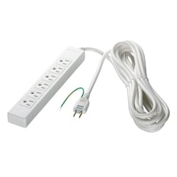 3ピン式電源タップ 6個口 マグネット付 2m ホワイト BCTAPMG3620WH