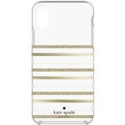 iPhone XR用ケース Protec HS -FEEDER STRIPE gold/gold glitter/cream/clear KSIPH-108-FSTGG