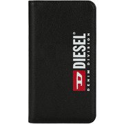 iPhone XS Max用 DIESEL 2-IN-1 FOLIO CASE Black Leather Printed & Debossed Seasonal Logo DIPH-027-BKLDL