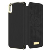 iPhone XS Max用 INLAY WRAP FOLIO ROSE PERF black KSIPH-121-PRBLK