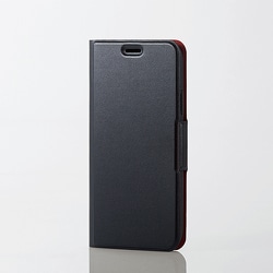 PM-A18BPLFUBK [iPhone XS用 ソフトレザーカバー 薄型 磁石付 ブラック]
