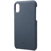 German Shrunken-calf Genuine Leather Shell Case for iPhone XS Navy [GSC-72358NVY]