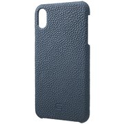 German Shrunken-calf Genuine Leather Shell Case for iPhone XS Max Navy [GSC-72458NVY]