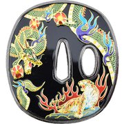 鍔  彫金 岡田以蔵 [横73×縦78mm]