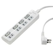 LEDランプ スイッチ付タップ 4個口 3m 上挿し WLS-LU43EB(W)