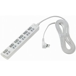 LEDランプ スイッチ付タップ 6個口 3m 上挿し WLS-LU63EB(W)
