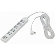 LEDランプ スイッチ付タップ 6個口 3m 上挿し WLS-LU63EB(W)