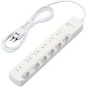 省エネタップ/個別スイッチ/ホコリシャッター付/6個口/2m/ホワイト T-E6CA-2620WH