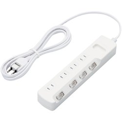 雷ガードタップ/個別スイッチ/ホコリシャッター付/4個口/2.5m/ホワイト T-K6CA-2425WH