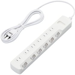 雷ガードタップ/個別スイッチ/ホコリシャッター付/6個口/2.5m/ホワイト T-K6CA-2625WH