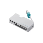 カードリーダー USB 2.0 ケーブル収納 SD/SDHC/SDXC/microSD/microSDHC/microSDXC/MMC/RS-MMC対応 Windows11/Mac マイクロSD ホワイト MR-K013XWH