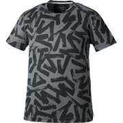 154665 020 ダークグレー RUNプリントSSトップ XL