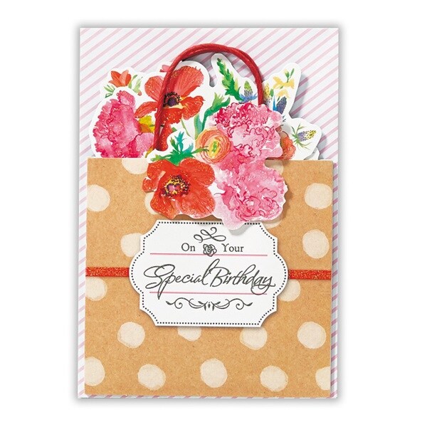 Ear 753 696 お誕生日カード 立体 Fb 水玉ピンク Solas Wozki Pl