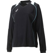 XW6419 9041 [W'SプラシャツLS レディース Oサイズ  BLACK/ISLAND BLUE/FIERY RED]
