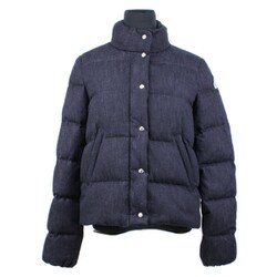 MONCLER ネイビー ジャケット Navy Blue Moncler Maya Hooded Short Down Jacket - Short Down
