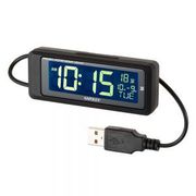 FIZZ1083 [車用電波時計 常時点灯タイプ USB ブラック/白色LED]