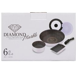 IRIS OHYAMA ダイヤモンドコートパン６点セットホワイト ISN-SE6 IRIS OHYAMA ダイヤモンドコートパン マーブル IH対応 6点セット