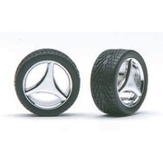 PH1210 THREE SPOKE ホイール クロームメッキ仕様 タイヤ付4本セット [1/24スケール プラモデル]