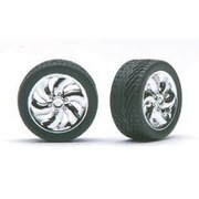 PH1218 CYCLONES ホイール クロームメッキ仕様タイヤ付4本セット [1/24スケール プラモデル]