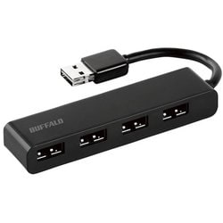どっちもUSBハブ USB2.0バスパワーハブ 4ポートタイプ ブラック BSH4U318D2BK
