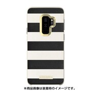 kate spade new york Wrap Case for Samsung S9+ - Saffiano Black and White Stripe/Gold Logo Plate KSSA-046-STPBW