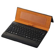 Bluetoothキーボード ケース一体型 無段階角度調整 マルチペアリング対応 バックライト ヴィーガンレザー 汎用 ブルー TK-CAP03BU